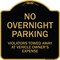Signmission Designer Series-No Overnight Parking, Black & Gold Heavy-Gauge Aluminum, 18" x 18", BG-1818-9828 A-DES-BG-1818-9828 - alternate 1